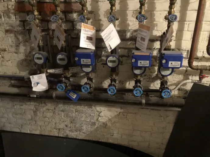 watermeters Watermeters die gecontroleerd worden op verlies tijdens een lekdetectie van Delex